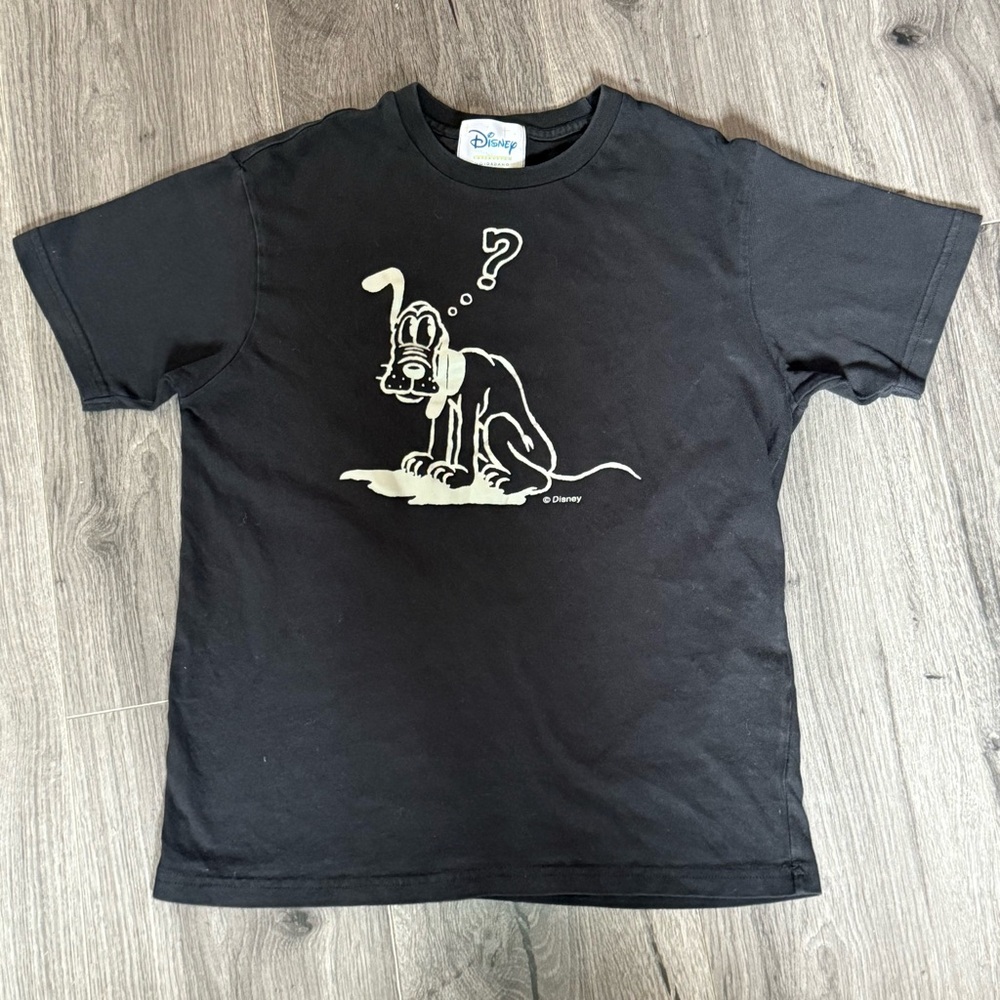 Disney Black T-Shirt with Pluto Design, Cute Chic Everyday use Disneyland